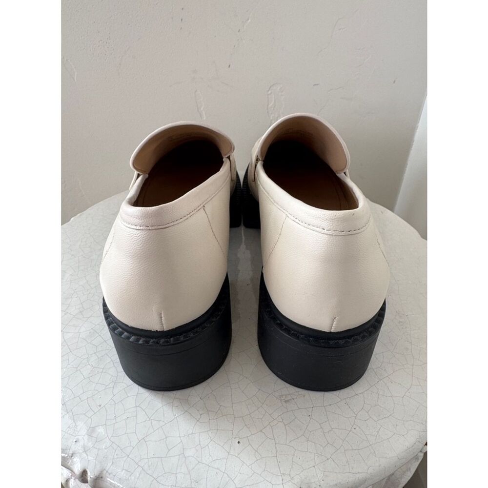 Coach Leah Cream Leather Platform Penny Loafers Lug Sole Chunky Chic Size 11 EUC - Picture 4 of 10